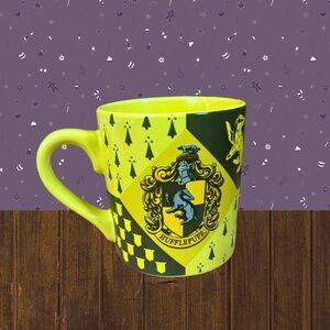Harry Potter Hufflepuff Mug, 14 oz Large Ceramic Coffee Cup, Yellow and Black